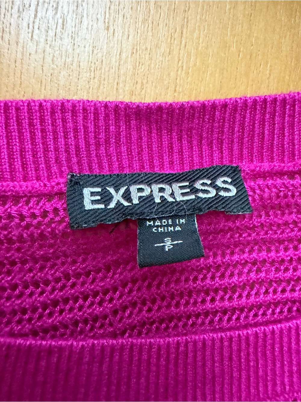 Express Ribbed Short Sleeve Sweater - Fuchsia - Picture 2 of 3